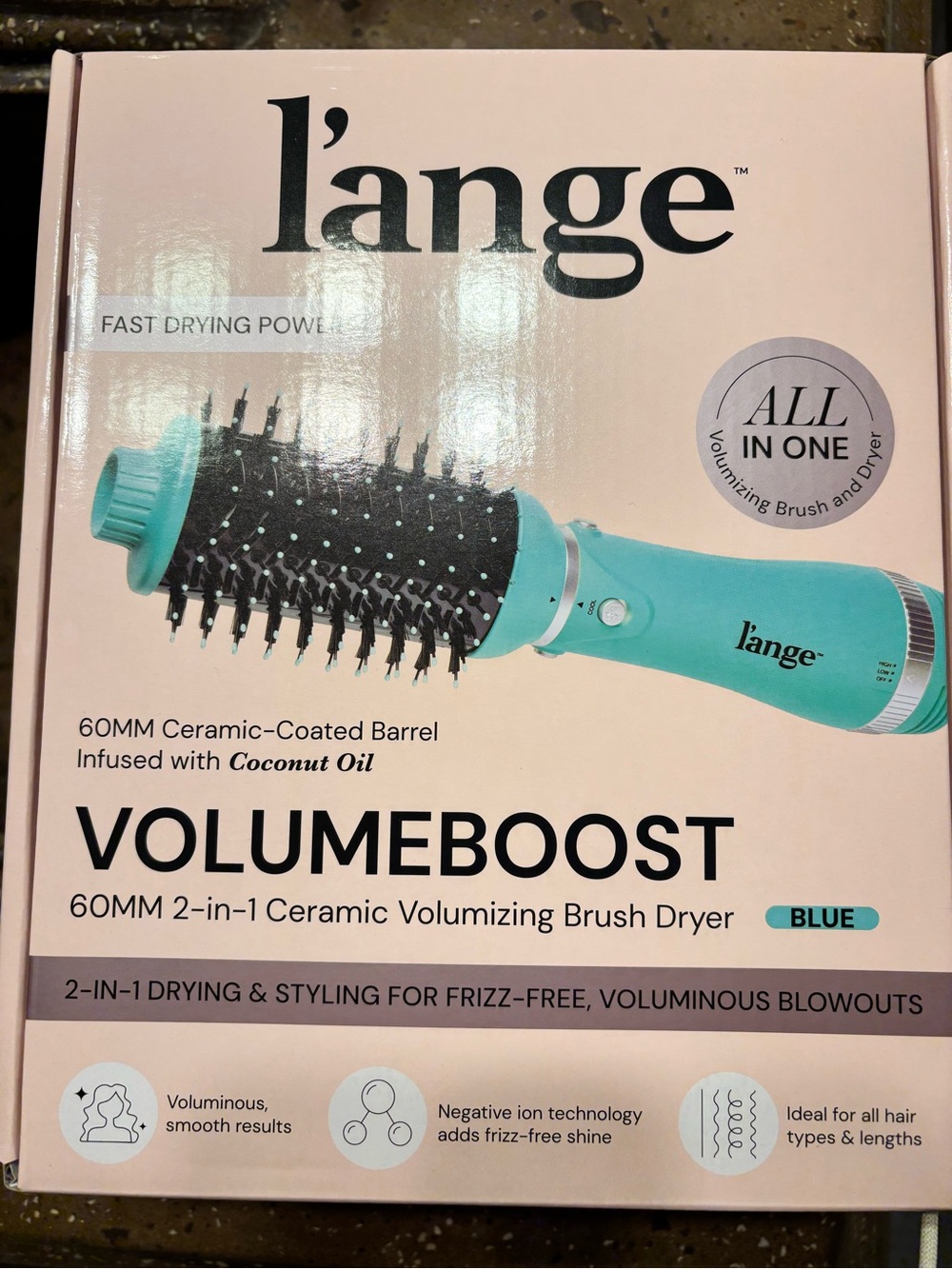Lange VOLUMEBOOST 60mm 2-in-1 Ceramic Volume zing Brush Dryer - Blue
